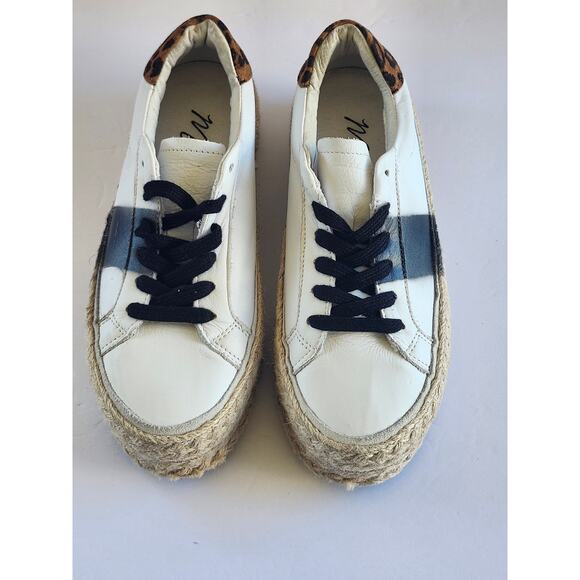 Matisse It Girl Espadrille Sneaker Zebra Print Heel White Black Stripe Sz7 S0080 - Picture 2 of 6